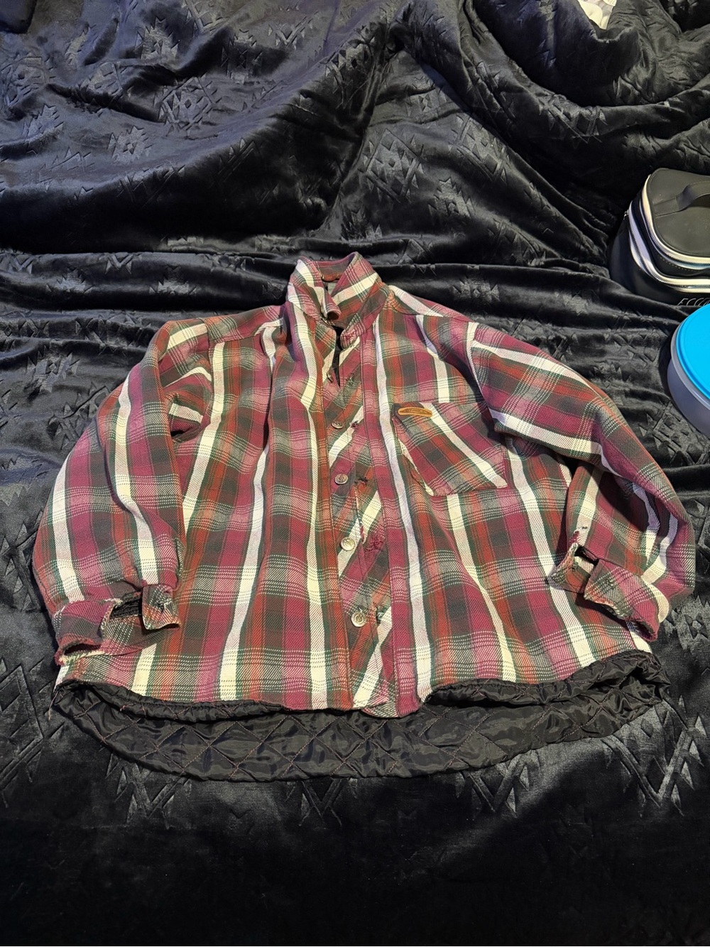 O'Neill Red and Green Plaid Button-Down Shirt
